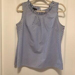 Talbots 100% Cotton Blue and White Striped Sleeveless Shell - Size Medium